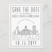 Buffalo Wedding | Stilisierte Skyline Save the Dat Postkarte (Vorderseite)
