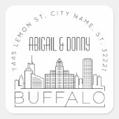 Buffalo Wedding | Voradressierter Umschlag Aufkleb Quadratischer Aufkleber (Vorderseite)
