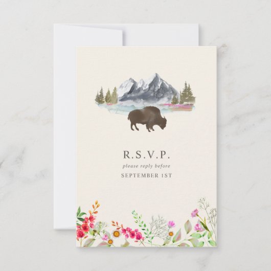 Buffalo Wildblume Wedding RSVP Karte (Vorderseite)