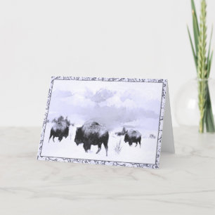 Buffalo Winter Scene Grußkarte Karte