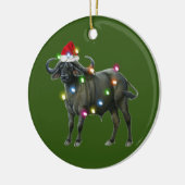 Buffalo With Hat Lights Christmas Keramik Ornament (Links)