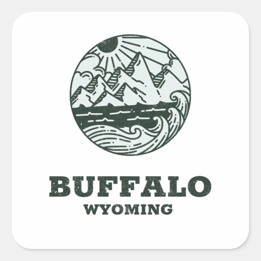 Buffalo - Wyoming Quadratischer Aufkleber (Vorderseite)