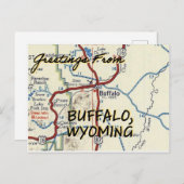 Buffalo Wyoming Vintag Map Postkarte (Vorne/Hinten)