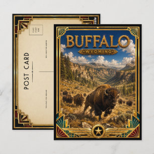 Buffalo Wyoming Vintage Art Deco Goldenes Zeitalte Postkarte