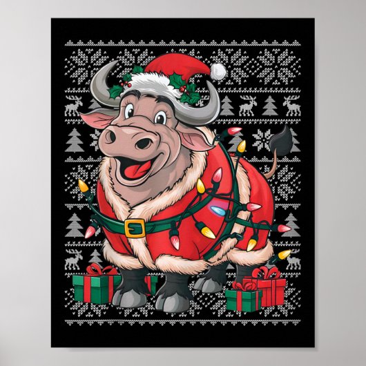 Buffalo Xmas Sweater Style Ugly Santa Buffalo Chri Poster (Vorne)