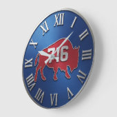 BuffaloNew York 716 Area Code Blue & Red Metal Große Wanduhr (Winkel)