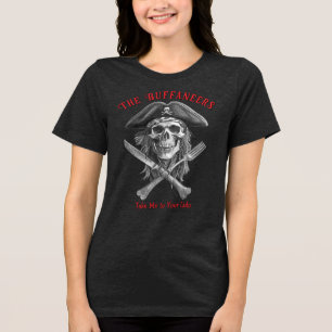 Buffaneers Pirate Skull mit Knife und Gabel Tri-Blend Shirt