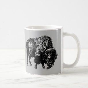Büffel Amerikanischer Bison Vintage Holzstich Coff Kaffeetasse