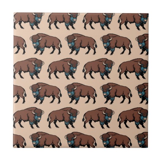 Büffel-Bison-Muster Fliese (Vorderseite)