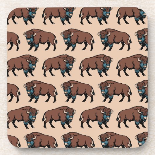 Büffel-Bison-Muster Getränkeuntersetzer (Vorderseite)