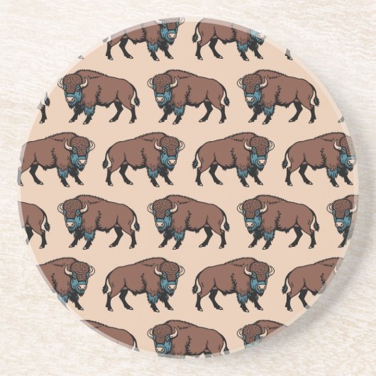 Büffel-Bison-Muster Getränkeuntersetzer (Vorne)