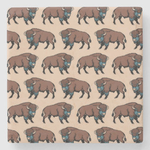 Büffel-Bison-Muster Steinuntersetzer