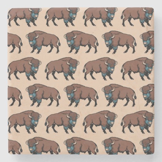 Büffel-Bison-Muster Steinuntersetzer (Vorderseite)