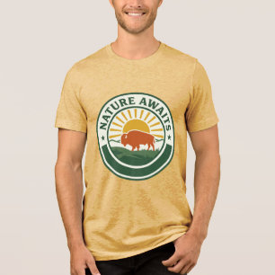 Büffel Bison-Shirt Nature Awaits Outdoor-T-Shirt Tri-Blend Shirt