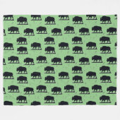 Büffel Bison Silhouette Grasland Muster Fleecedecke (Vorderseite (Horizontal))