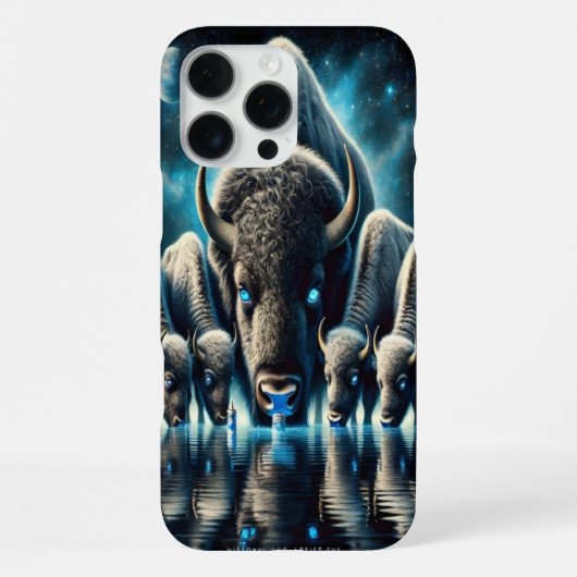 Büffel Bisons trinken unter einem kosmischen Glanz iPhone Hülle (Rückseite)