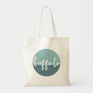 Büffel, blauer Kreis Ombre New York   Tragetasche