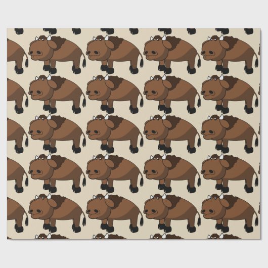 Büffel-Cartoon Geschenkpapier (Flach)