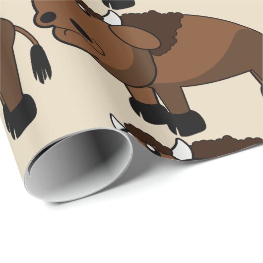 Büffel-Cartoon Geschenkpapier (Rolleneckpunkt)