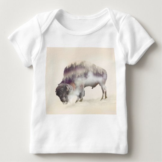 Büffel-doppelte Belichtung-amerikanische Baby T-Shirt