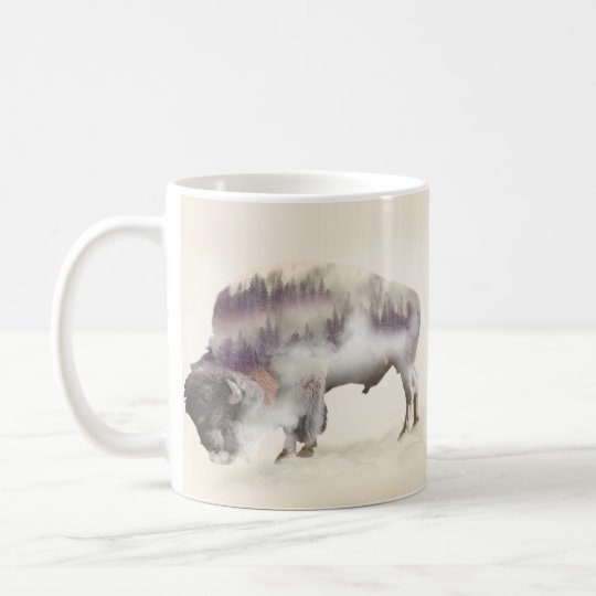 Büffel-doppelte Belichtung-amerikanische Kaffeetasse
