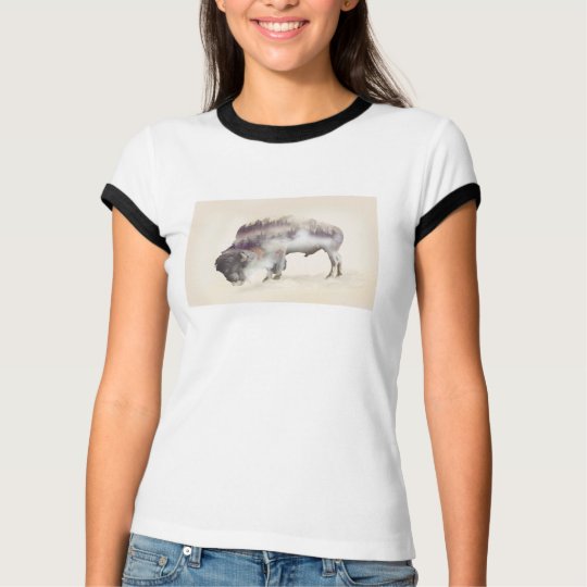 Büffel-doppelte Belichtung-amerikanische T-Shirt