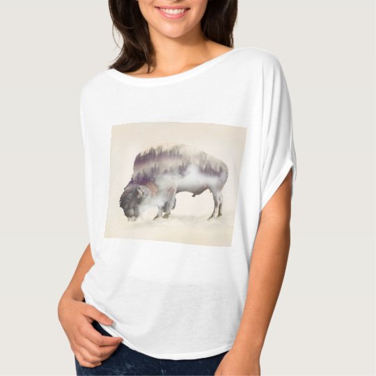 Büffel-doppelte Belichtung-amerikanische T-Shirt