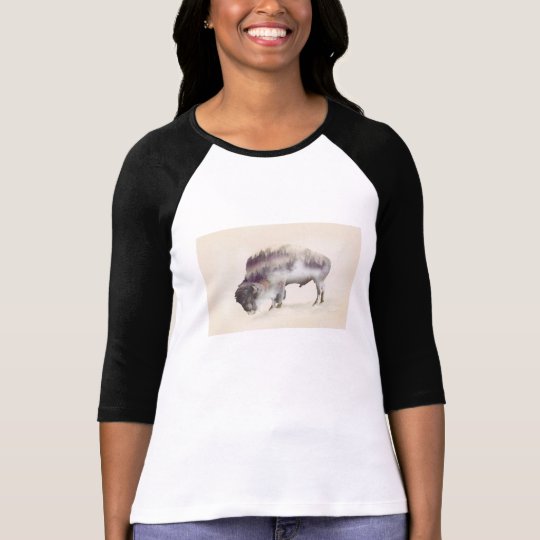 Büffel-doppelte Belichtung-amerikanische T-Shirt