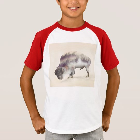 Büffel-doppelte Belichtung-amerikanische T-Shirt