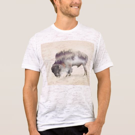 Büffel-doppelte Belichtung-amerikanische T-Shirt