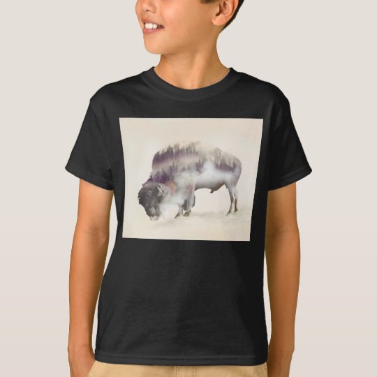 Büffel-doppelte Belichtung-amerikanische T-Shirt