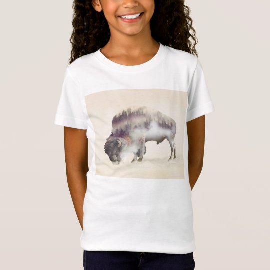 Büffel-doppelte Belichtung-amerikanische T-Shirt