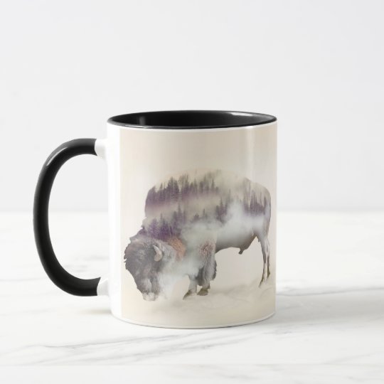 Büffel-doppelte Belichtung-amerikanische Tasse