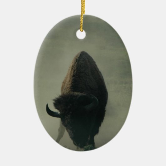 Büffel "essen meinen Staub " Keramik Ornament (Vorne)