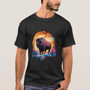 Büffel Farbige Wildtier Kunstwerk Bison Tier Kunst T-Shirt