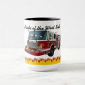 Büffel-Feuer-Motor 2" Stolz der Westseite" Tasse (Zentrum)