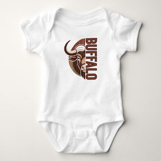 Büffel-Illustration mit Tippfehler-Design Baby Strampler (Vorderseite)