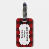 Büffel in Rot und Schwarz kariert Gepäckanhänger (Rückseite vertikal)