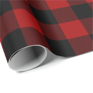 Büffel in Rot und Schwarz kariert Geschenkpapier