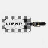 Büffel in Schwarz/Weiß kariert Gepäckanhänger (Vorderseite horizontal)