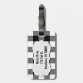 Büffel in Schwarz/Weiß kariert Gepäckanhänger (Rückseite vertikal)