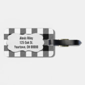 Büffel in Schwarz/Weiß kariert Gepäckanhänger (Rückseite horizontal)