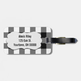 Büffel in Schwarz/Weiß kariert Gepäckanhänger