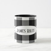 Büffel in Schwarz/Weiß, kariert mit Namen Tasse (Zentrum)
