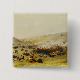 Büffel-Jagd, Einfassung, c.1832 Button