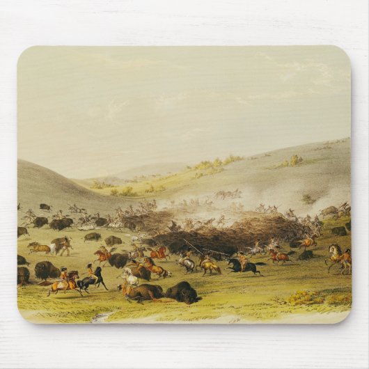 Büffel-Jagd, Einfassung, c.1832 Mousepad (Vorne)