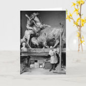 Büffel-Jagd-Skulptur, frühe 1900s Karte (Gelbe Blume)
