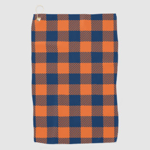 Büffel kariert - Marine-Blau u. Orange Golfhandtuch