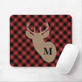 Büffel kariert und Leinwand-Monogramm-Rotwild Mousepad (Mit Mouse)