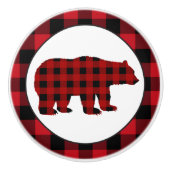 Büffel karierte Bärenküche Keramikknauf (Vorderseite)